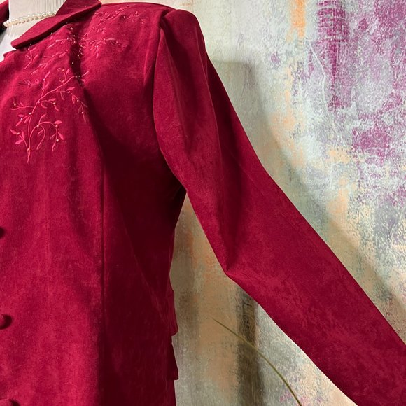 VTG๐ Karin Stevens Faux Suede Dress with Jacket backside it has a long Slit - Picture 3 of 16